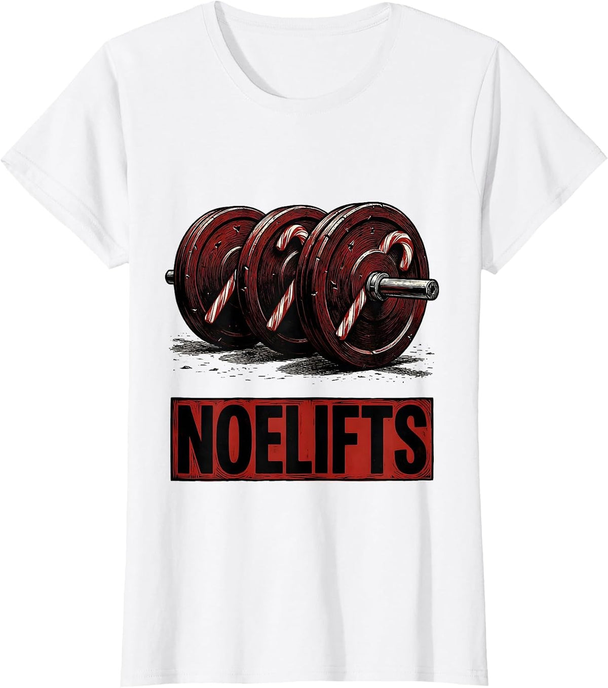 Women's Noelifts Funny Christmas Gym Weightlifting Workout Fitness T-Shirt - White