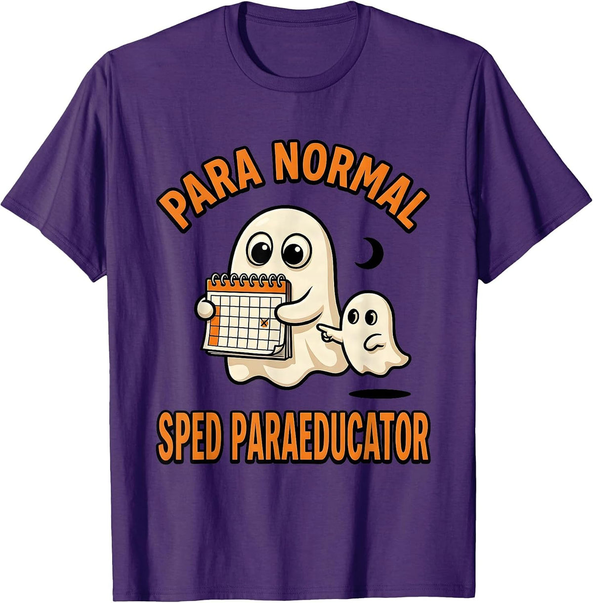 Para Normal SPED Paraeducator Cartoon Ghost Halloween T-Shirt - Purple