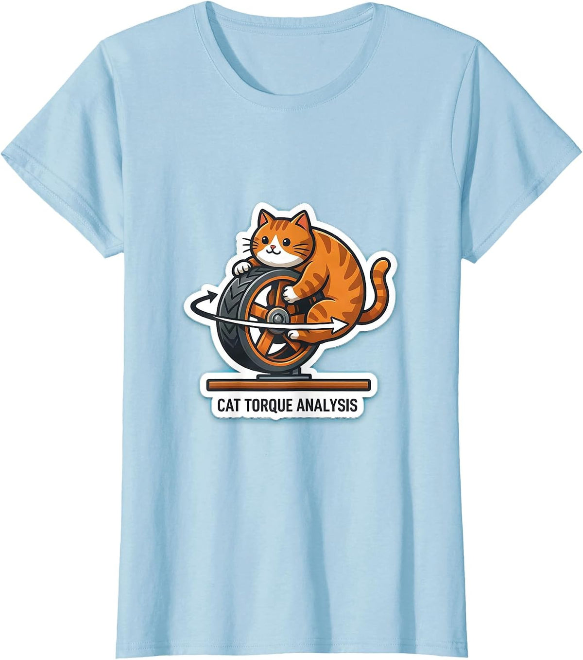 Cat Torque Analysis Funny Science Cat Teacher Student Humor T-Shirt - Baby Blue
