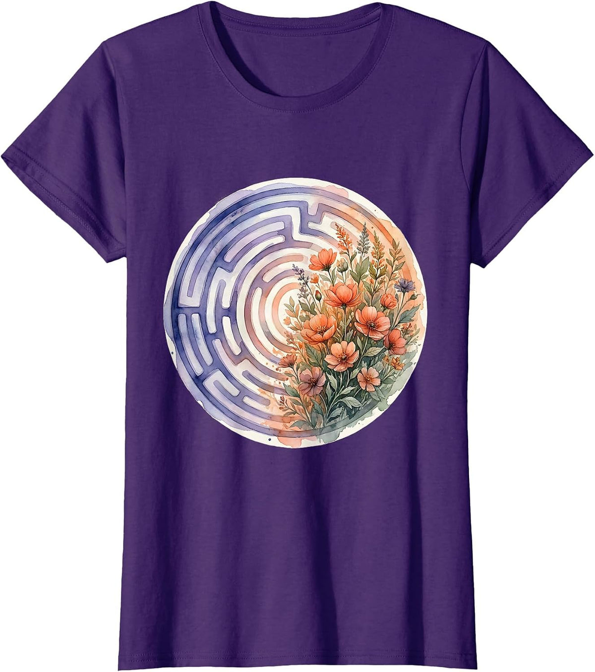 Women's Autism Awareness Labyrinth to Blooming Garden T-Shirt - Purple