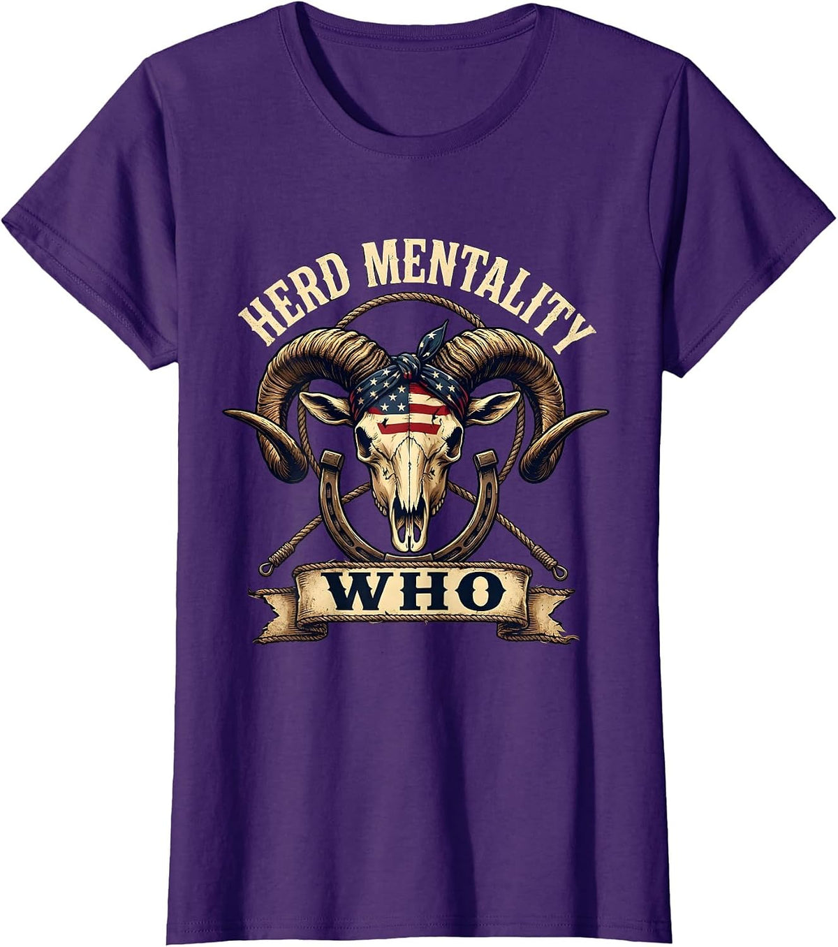 Women's Herd Mentality Who Funny Goat Design T-Shirt - Purple