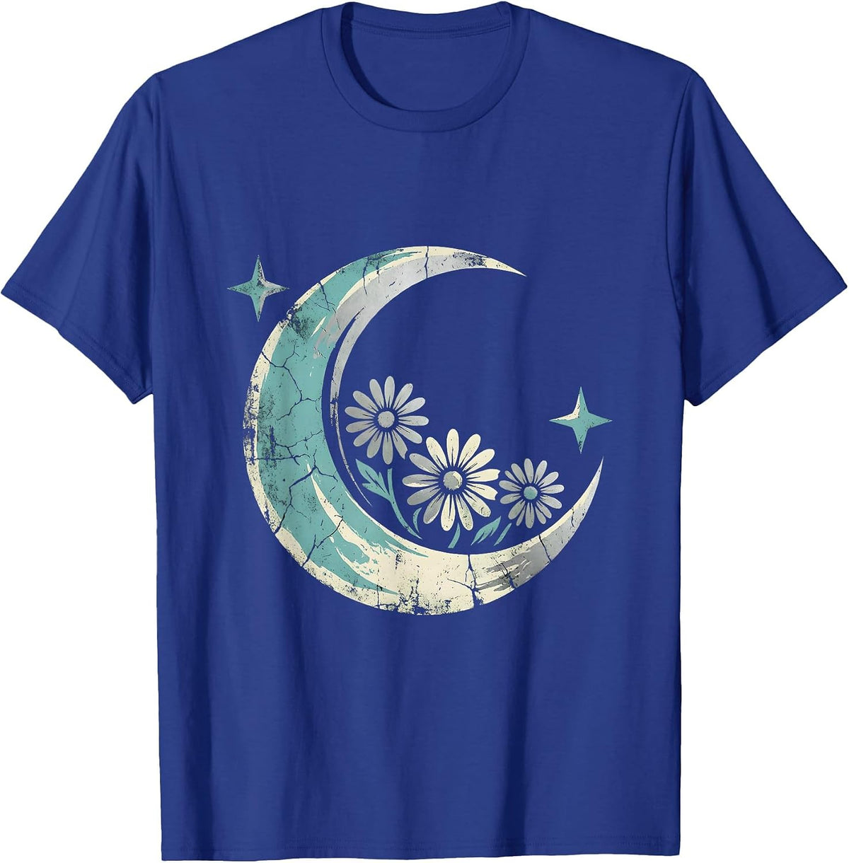 Turquoise Horseshoe Wildflowers Western Cowgirl Design T-Shirt - Royal Blue