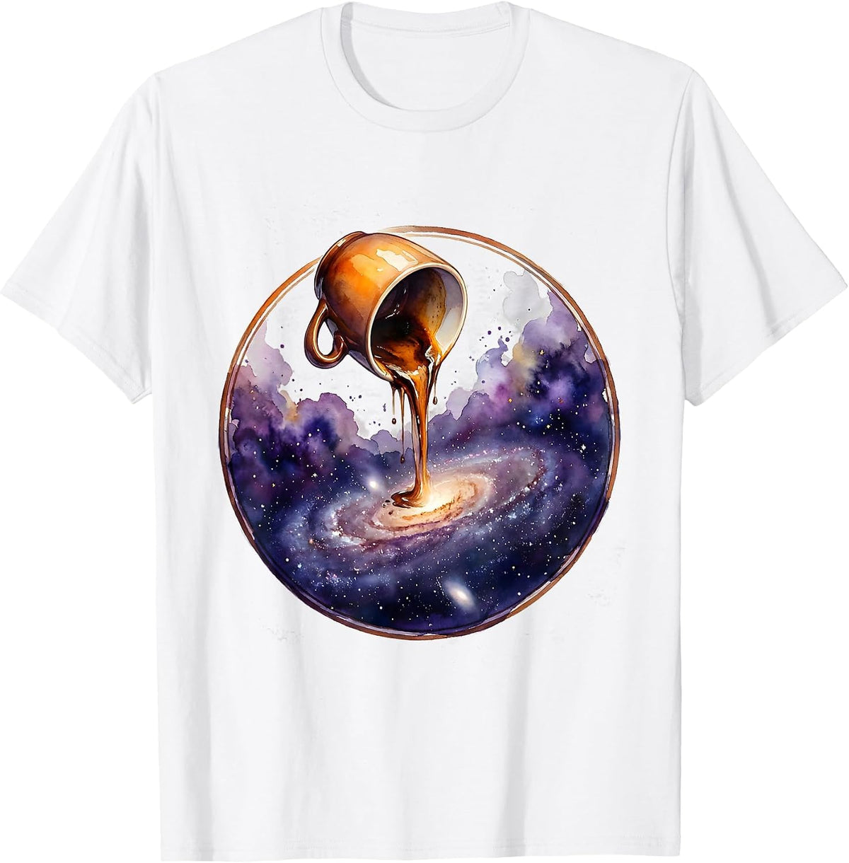 Men's Galaxy Poured From a Coffee Cup Illustration T-Shirt - White