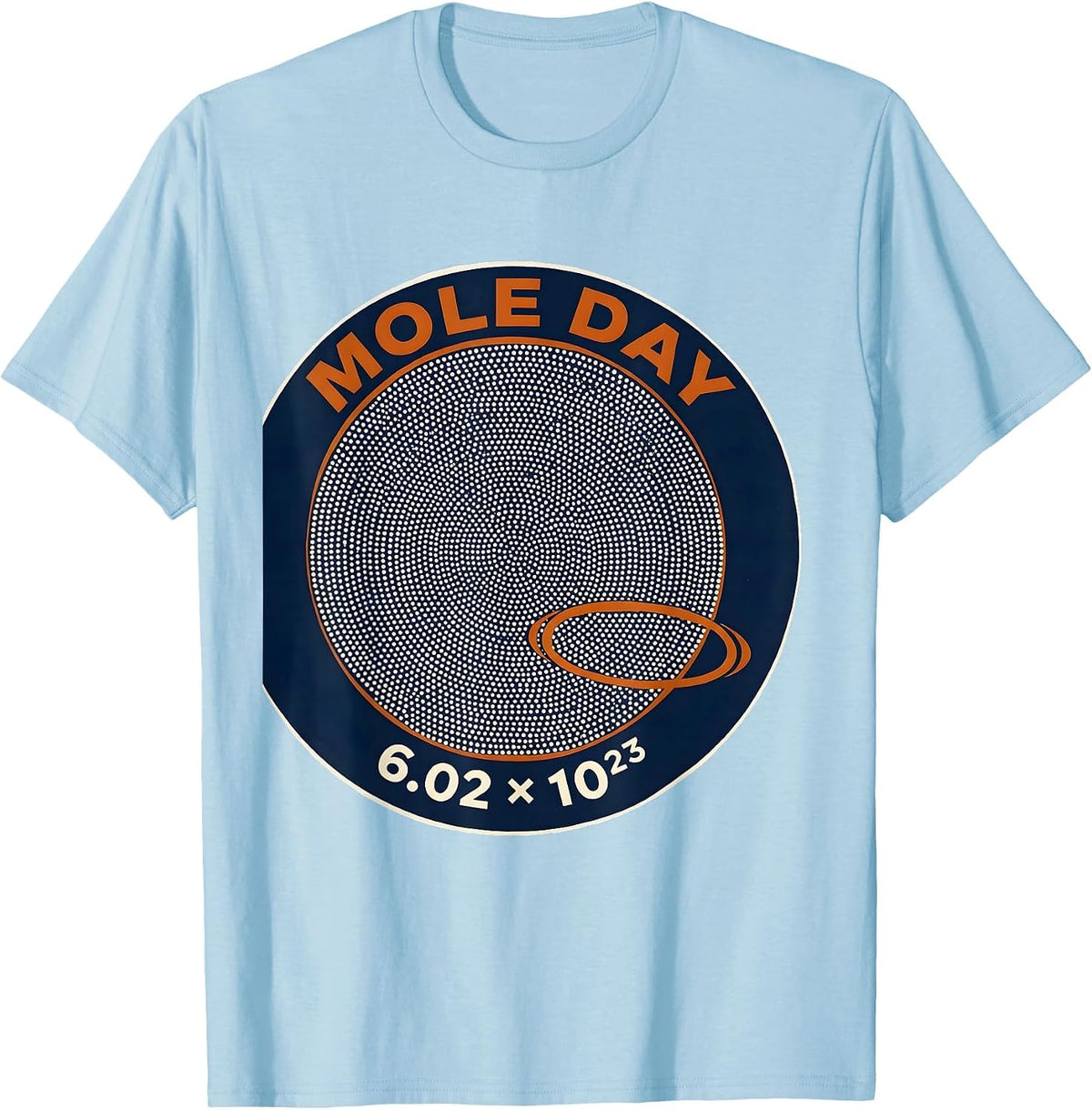 Men's Sealed Dot Badge Screenprint Chemistry Teacher Mole Day T-Shirt - Baby Blue