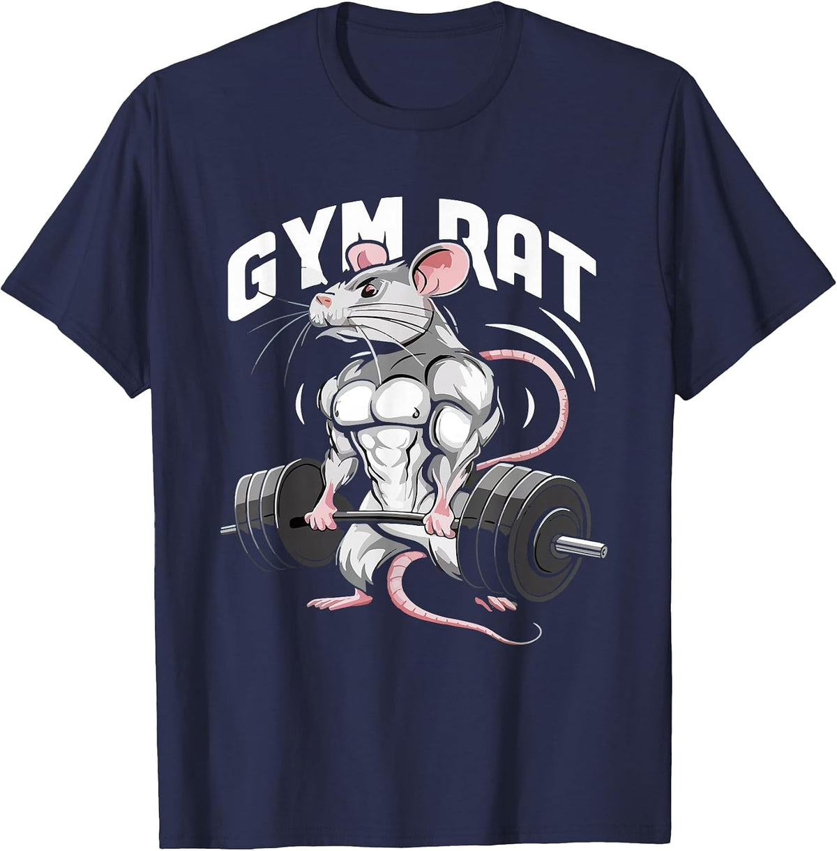 Gym Rat Funny Bodybuilding Fitness Workout Gym Weightlifter T-Shirt - Navy Blue