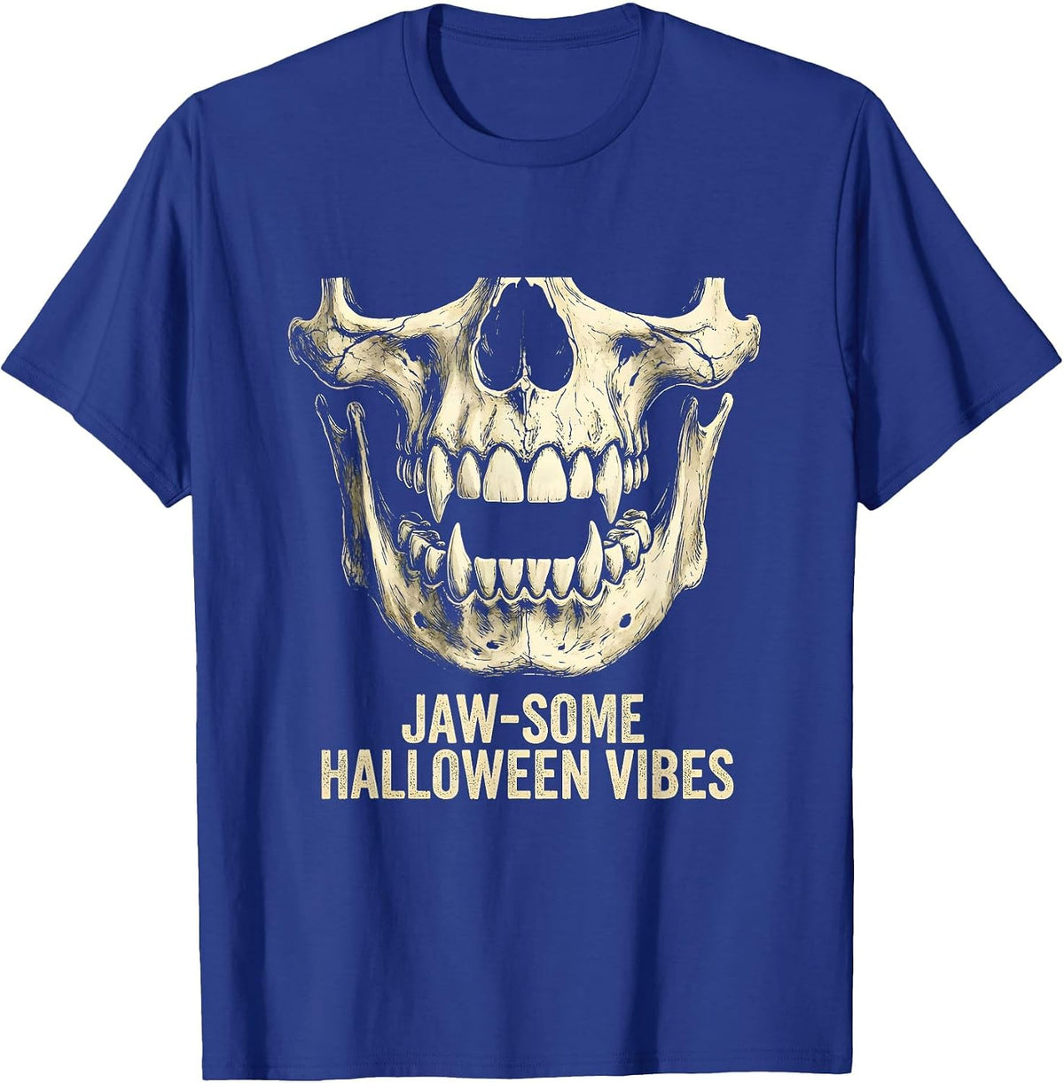 Jaw-some Halloween Vibes Dental Jaw Bone Design T-Shirt - Royal Blue