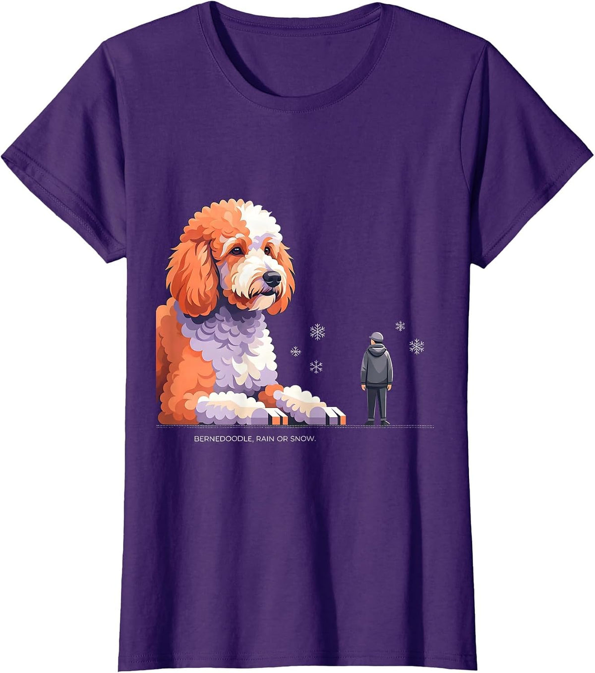 Women's Bernedoodle Rain Or Snow Funny Dog Lover Humor T-Shirt - Purple