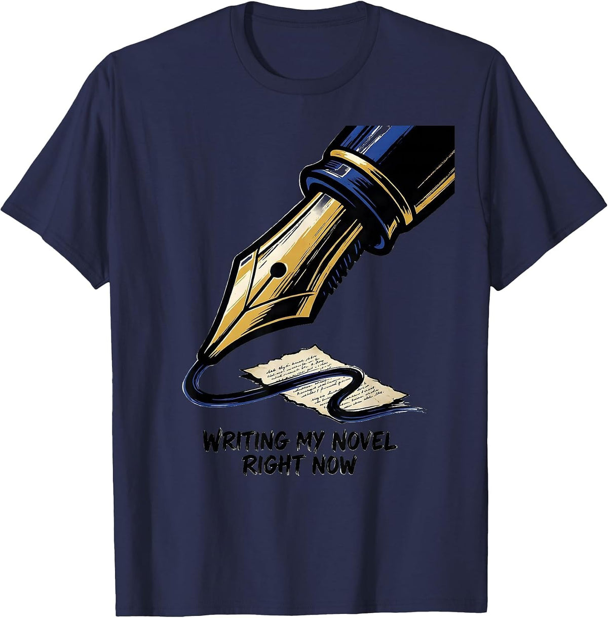 Men's Writing My Novel Right Now Funny Writer Author Bookworm T-Shirt - Navy Blue