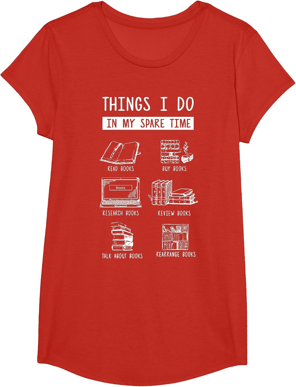 Book Reading - Reviewing Books - Bookworm - Bookish T-Shirt - Girls Red