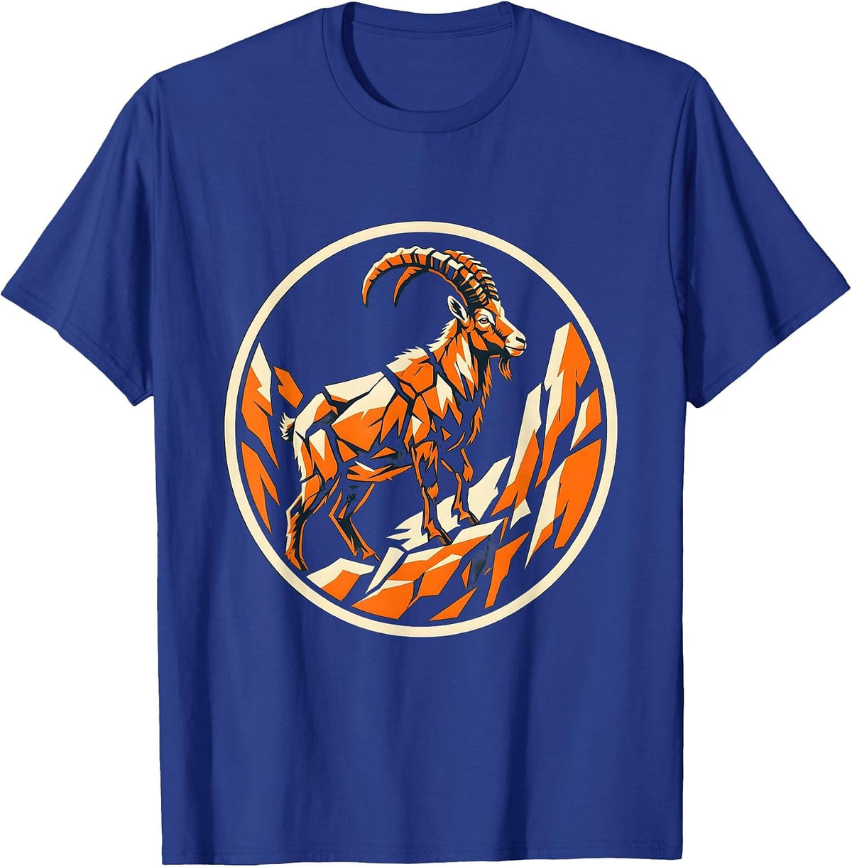 Mountain Goat Camo Rocky Cliff Nature Wildlife T-Shirt - Royal Blue