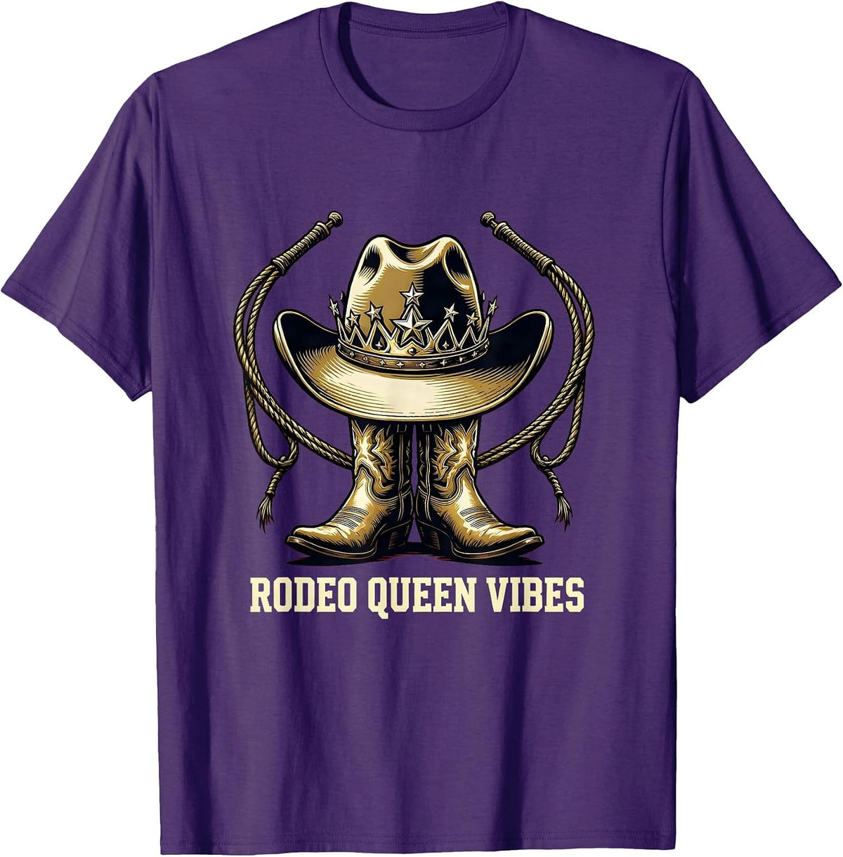 Men's Rodeo Queen Vibes Western Cowgirl Design T-Shirt - Purple