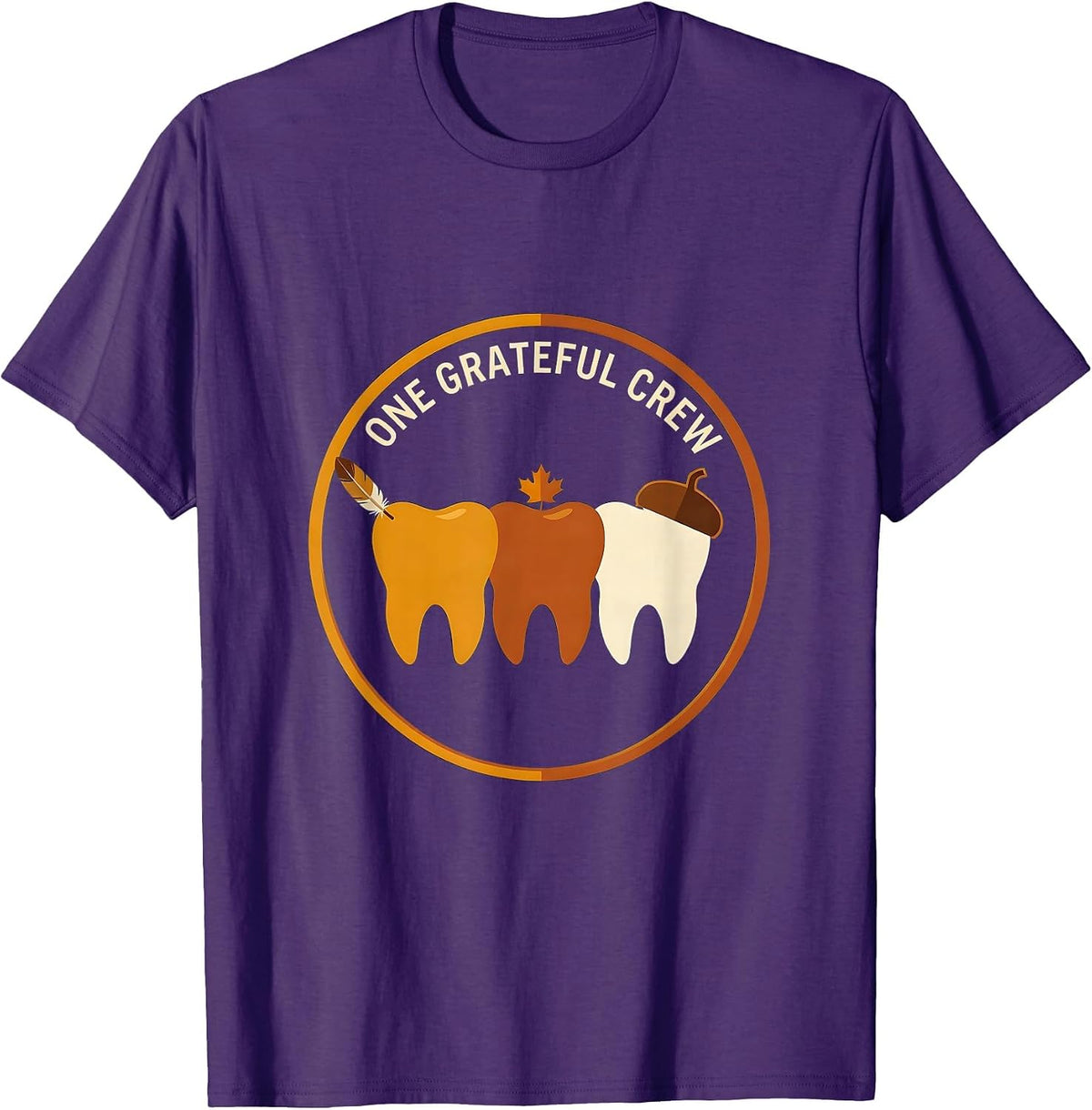 Men's One Grateful Crew Funny Dental Thanksgiving Team Novelty T-Shirt - Purple