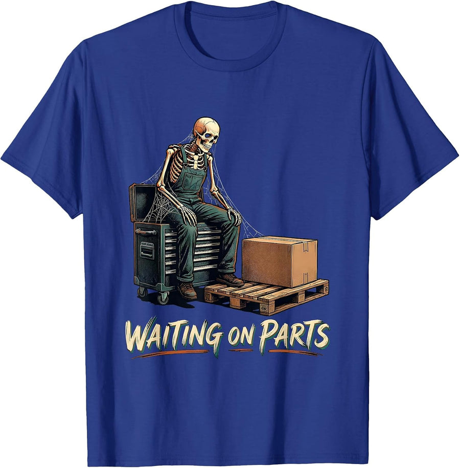 Waiting On Parts Funny Mechanic Auto Repair Technician Dad T-Shirt - Royal Blue