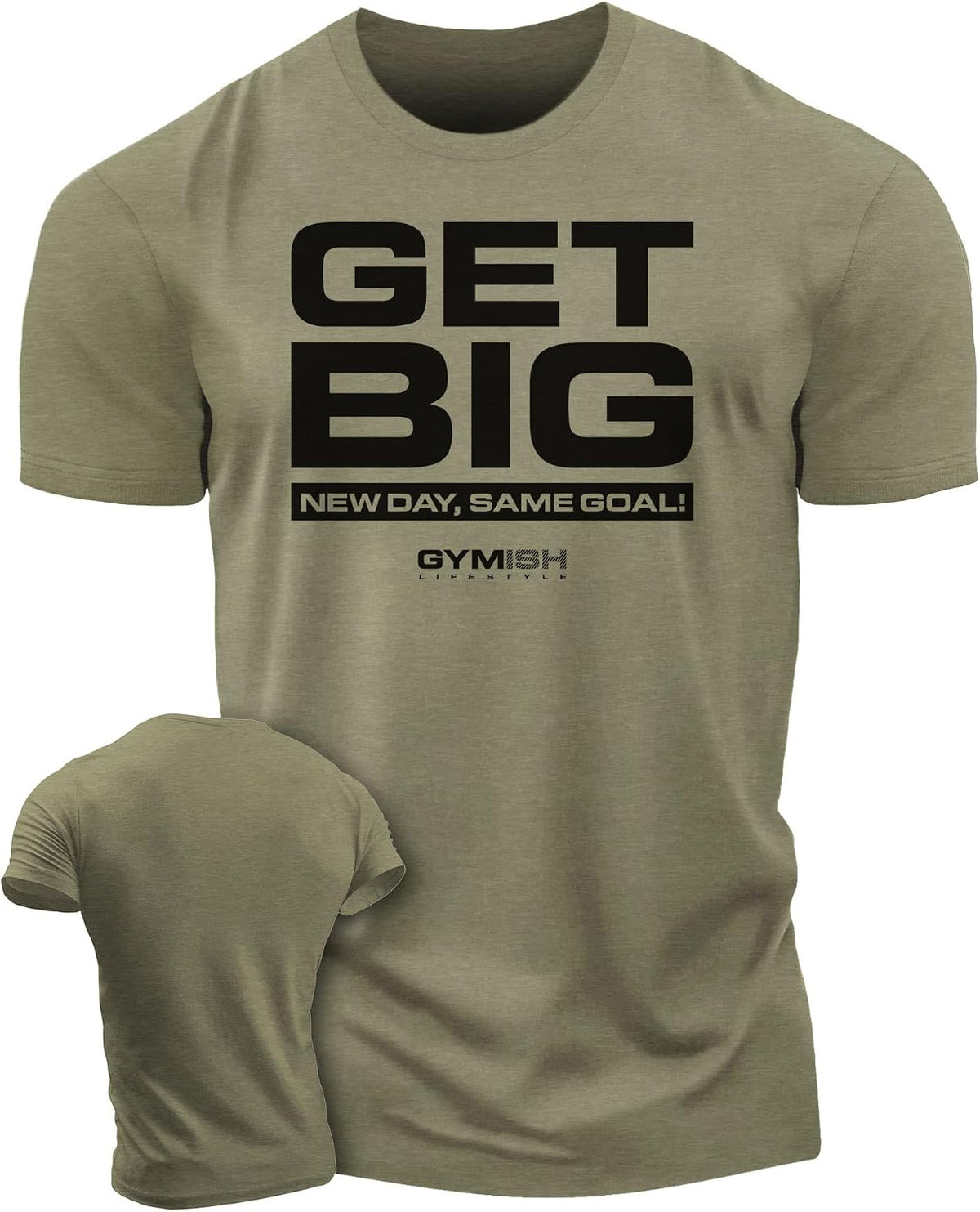 Get Big New Day Same Goal Men Gym Workout T-Shirt for Consistent Gains - 1. Get Big Military Green