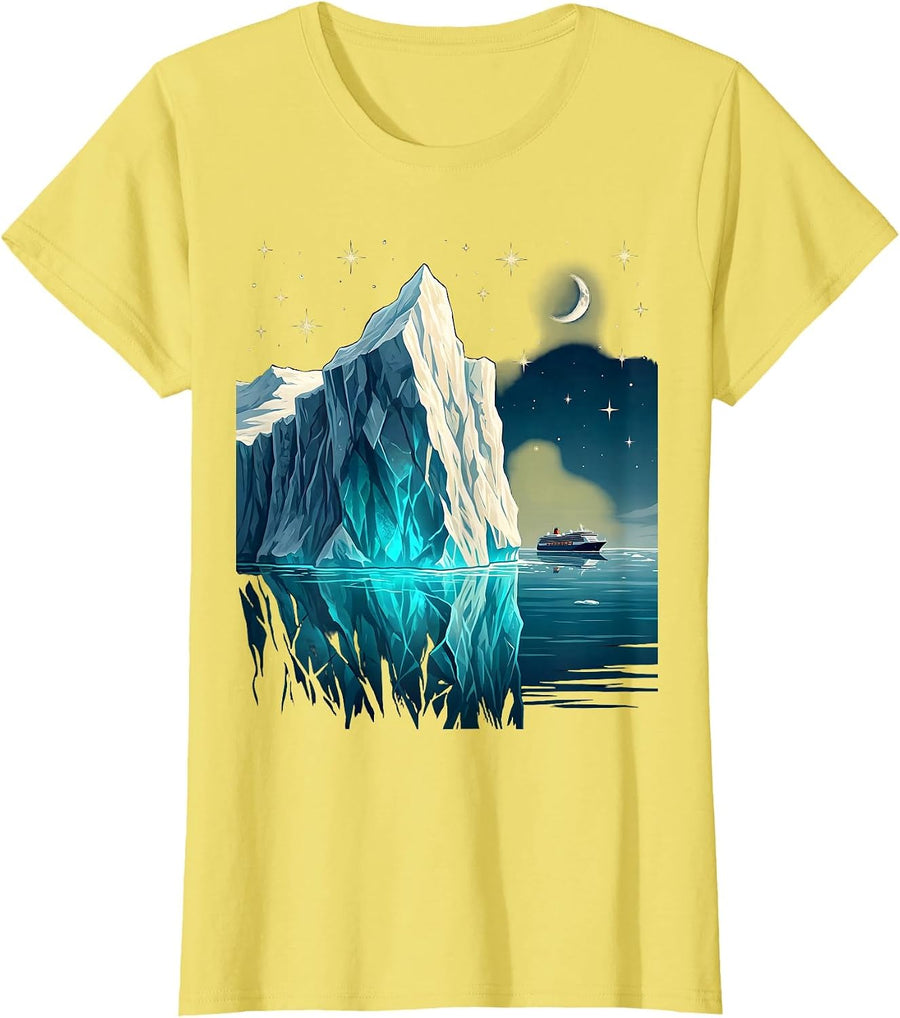 Iceberg Starry Night Sky Cruise Graphic T-Shirt - Lemon Yellow