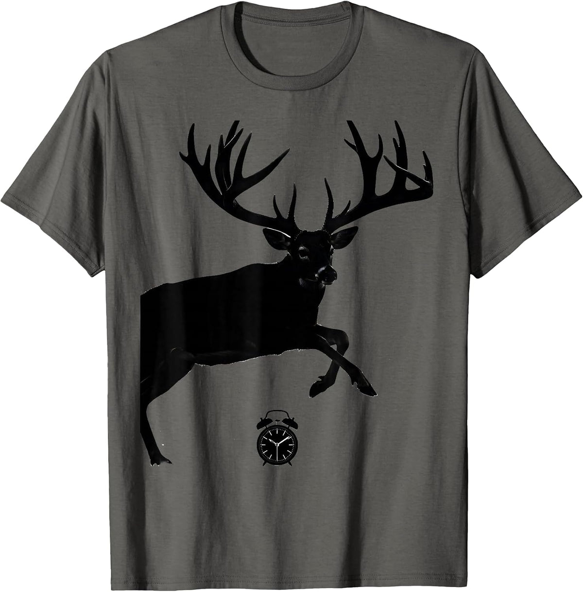 Men's Oversized Leaping Whitetail Deer Hunter Dad Humor T-Shirt - Asphalt Grey