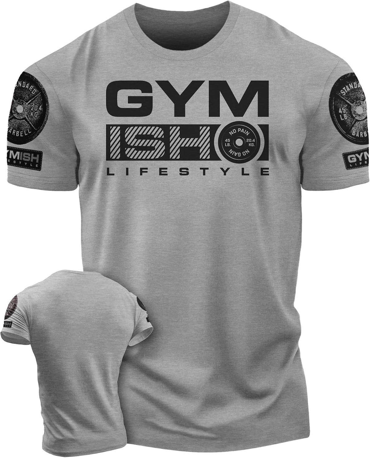 No Pain No Gain Gym Shirts Workout Weightlifting Muscle T-Shirts for Men - 2. Gymish No Pain Grey Branded