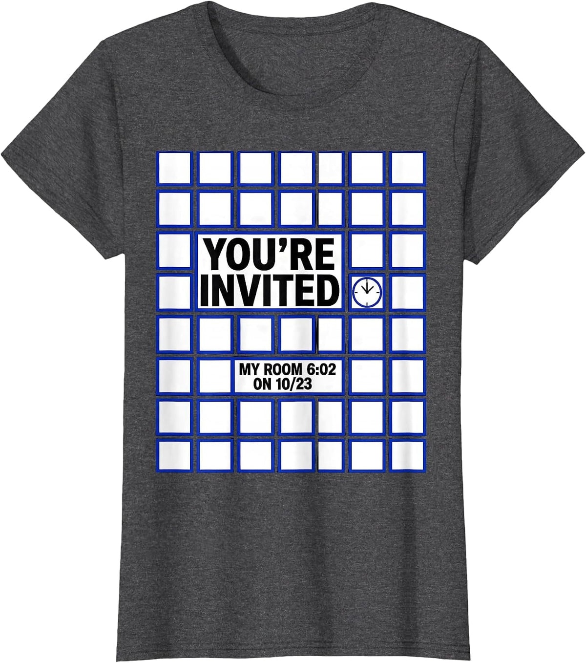 Women's You're Invited My Room 6:02 On 10/23 Nerdy Science Teacher T-Shirt - Dark Heather Grey