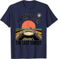 I Stayed For The Last Sunset Midcentury Modern BBQ Pitmaster T-Shirt - Navy Blue