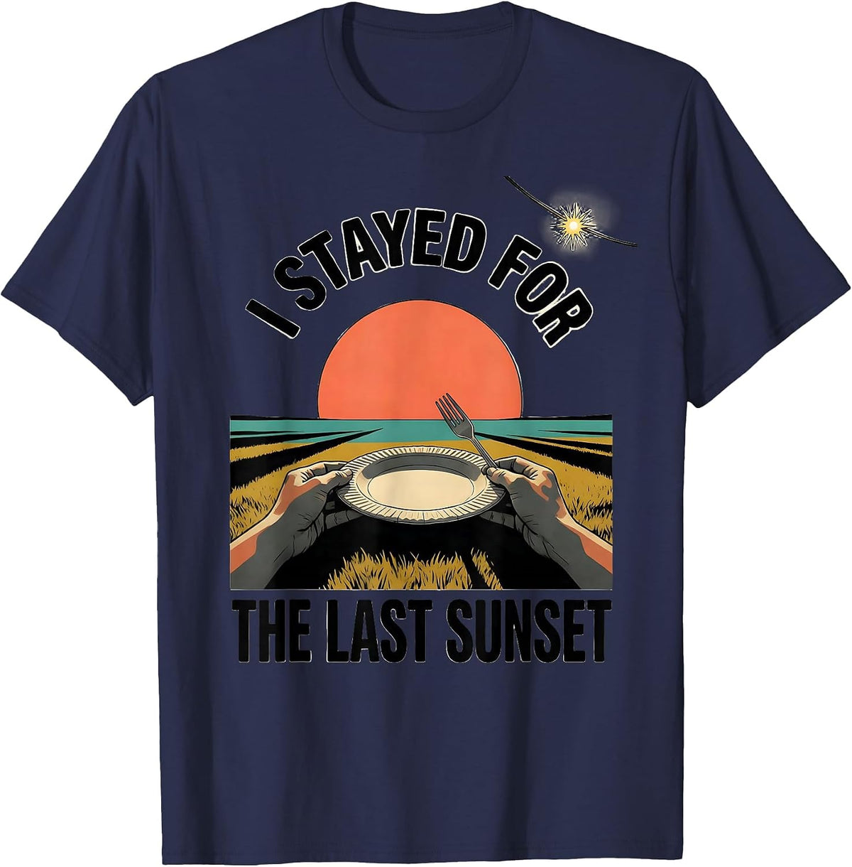I Stayed For The Last Sunset Midcentury Modern BBQ Pitmaster T-Shirt - Navy Blue
