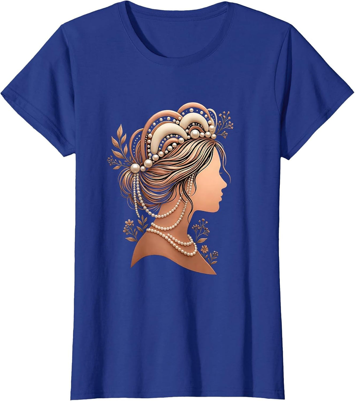 Women's Glam Crown and Pearls Mimi Graphic Tee T-Shirt - Royal Blue