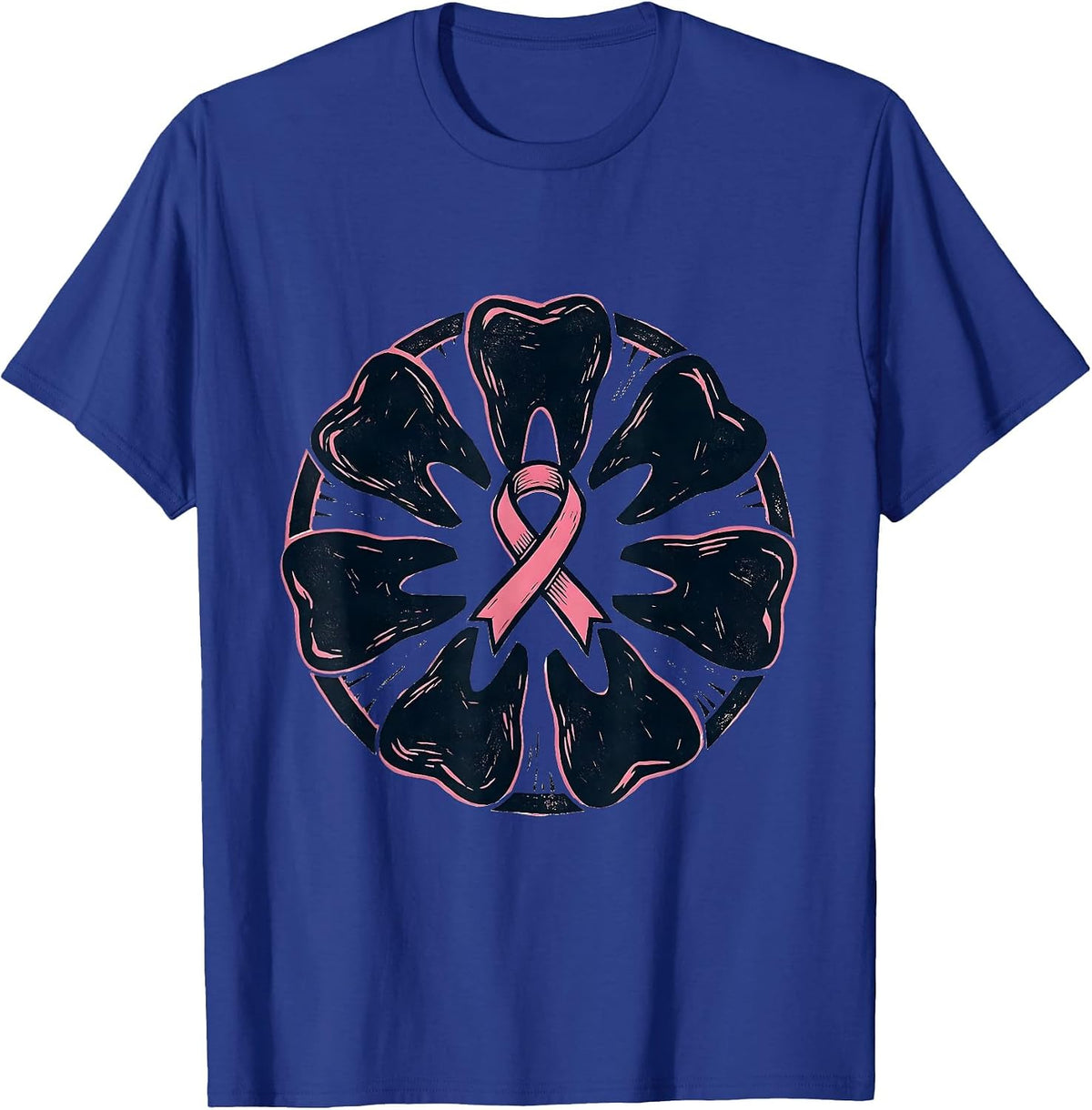 Sealed Dental Tooth Badge Breast Cancer Awareness Month T-Shirt - Royal Blue
