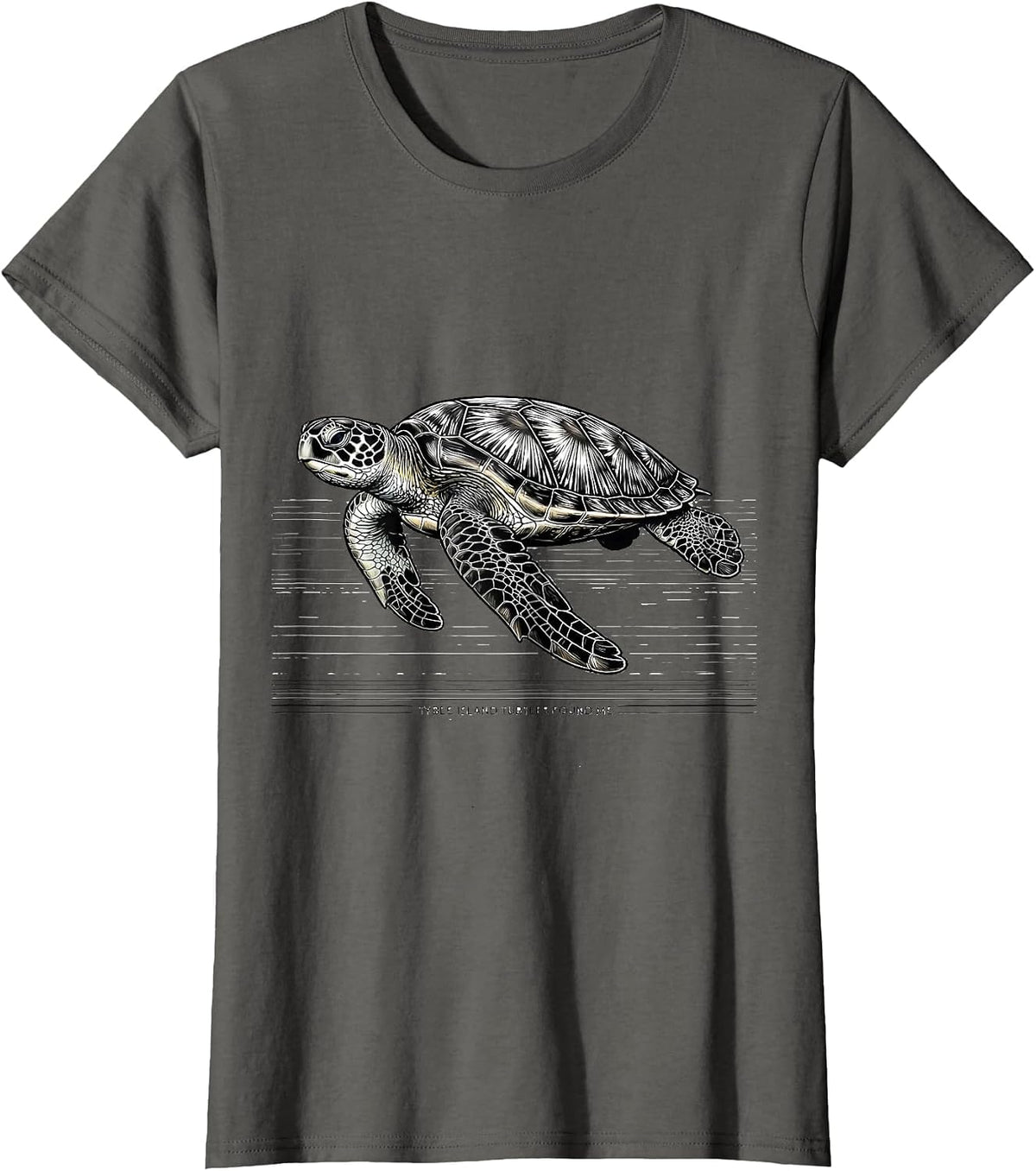Women's Tybee Island Turtles Found Me Line Art Sea Turtle Lover T-Shirt - Asphalt Grey