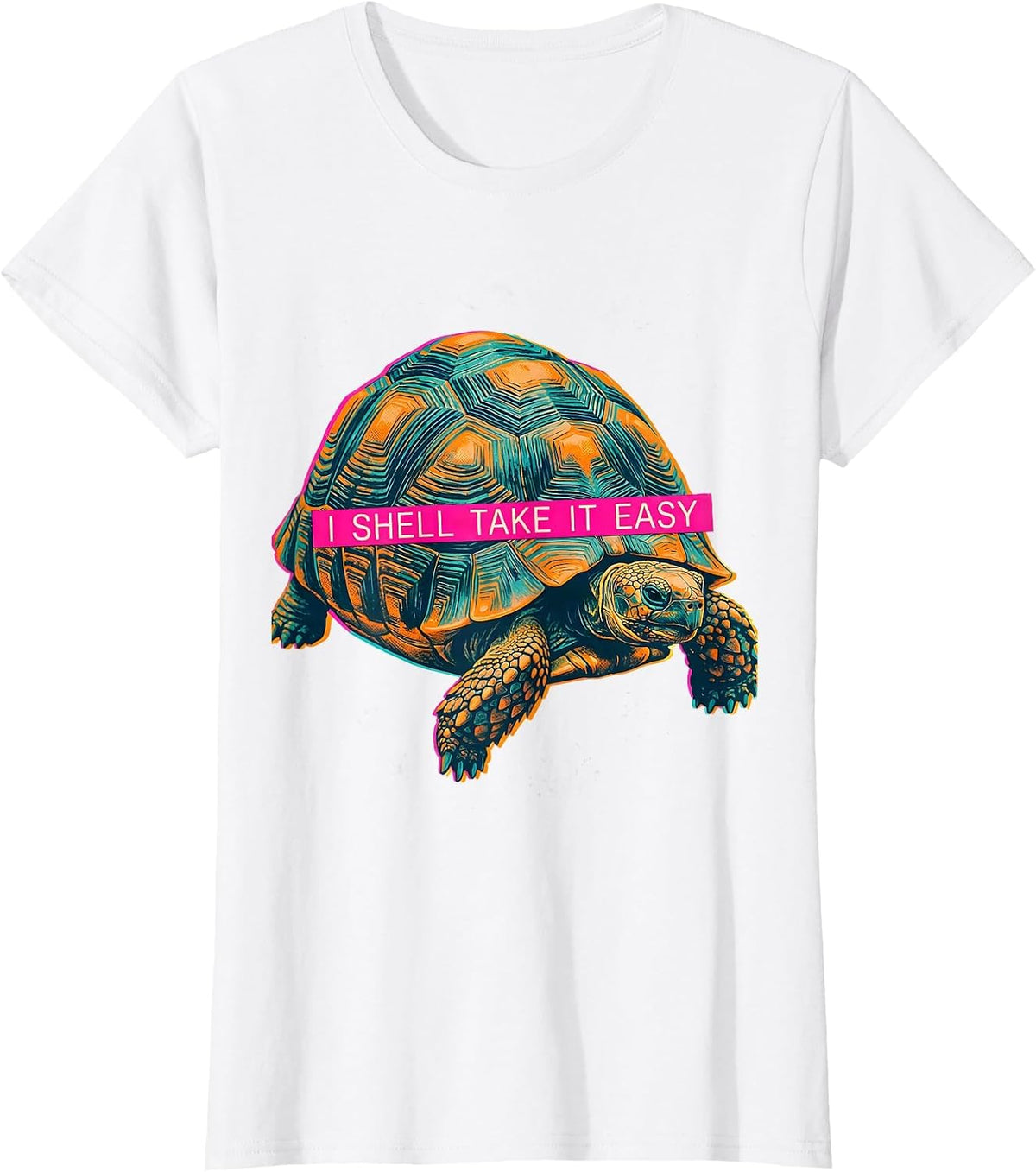 Women's I Shell Take It Easy Funny Tortoise Lover Pet Owner Humor T-Shirt - White