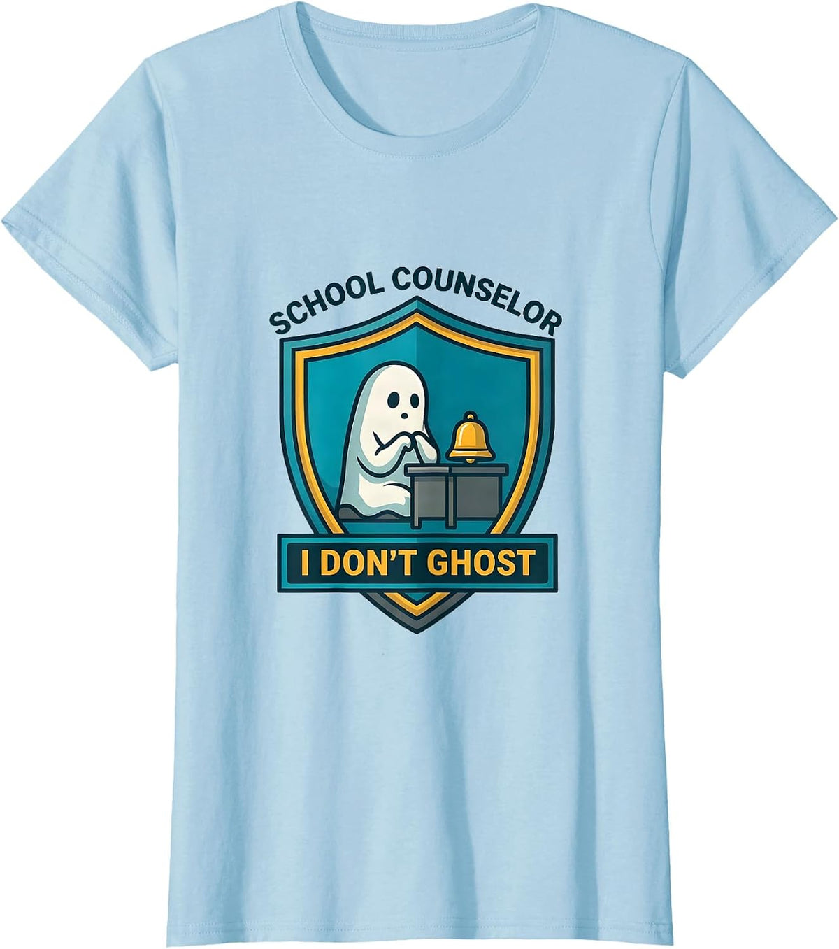 Women's School Counselor I Don't Ghost Funny Halloween Mental Health T-Shirt - Baby Blue