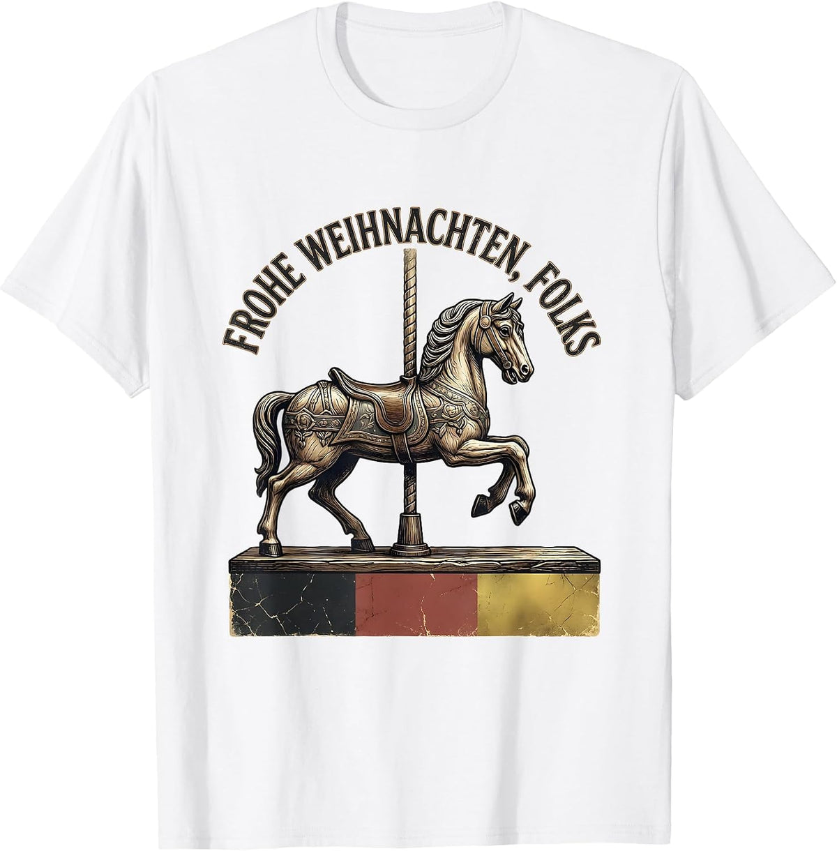 Men's Frohe Weihnachten, Folks Distressed German Heritage Humor T-Shirt - White