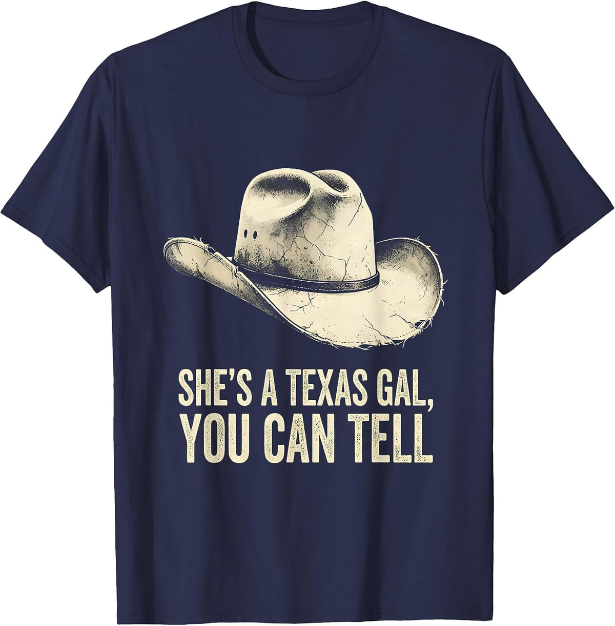 Men's She's A Texas Gal, You Can Tell Boho Western Cowgirl Pride T-Shirt - Navy Blue