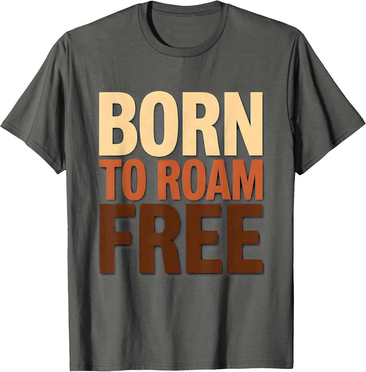 Men's Born to Roam Free Goat Wilderness Design T-Shirt - Asphalt Grey