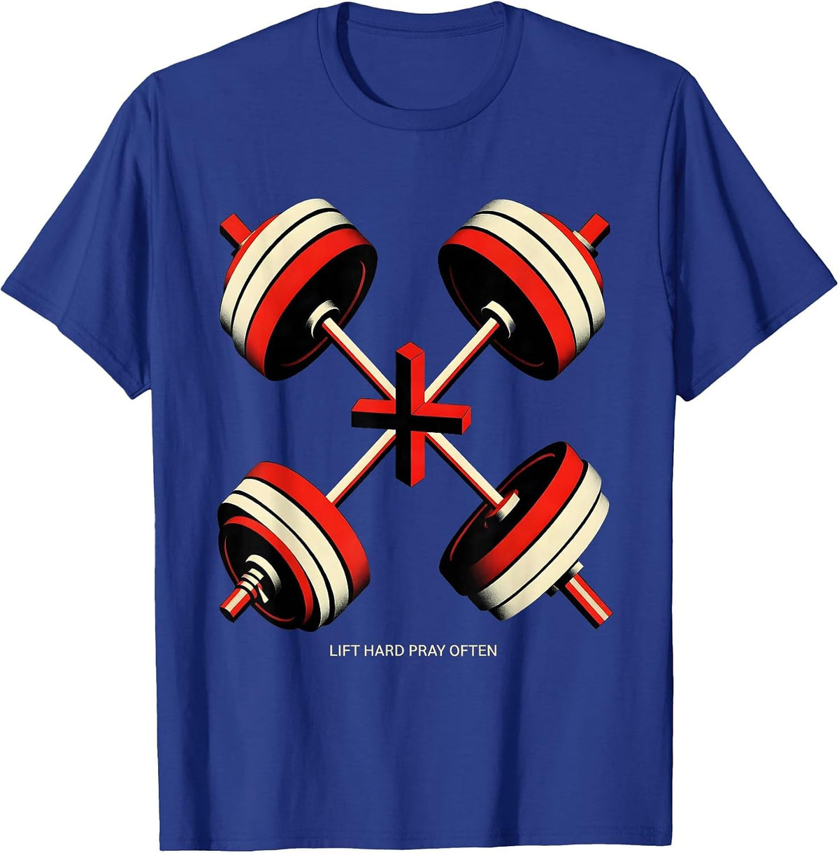 Men's Lift Hard Pray Often Constructivist Christian Gym T-Shirt - Royal Blue