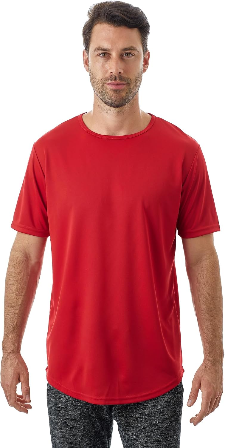 JC DISTRO Mens Hipster Hip Hop Elong Longline Crewneck T-Shirt - Mts301-premium Dryfit-red