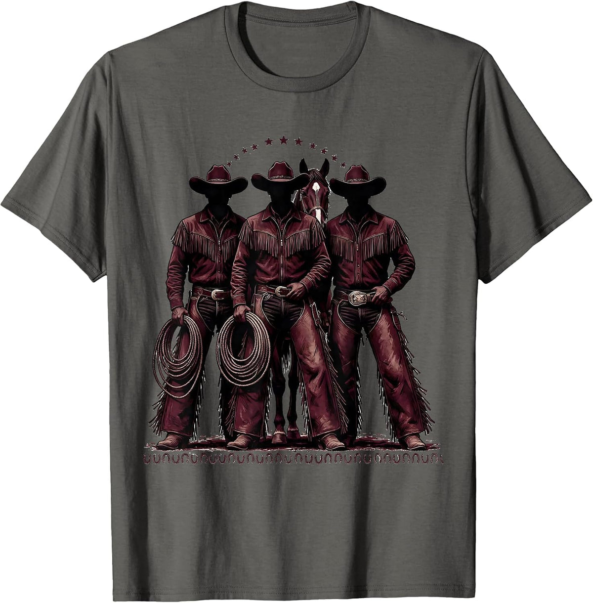 Men's Black Rodeo Riders Monochromatic Western Pride Cowgirl T-Shirt - Asphalt Grey
