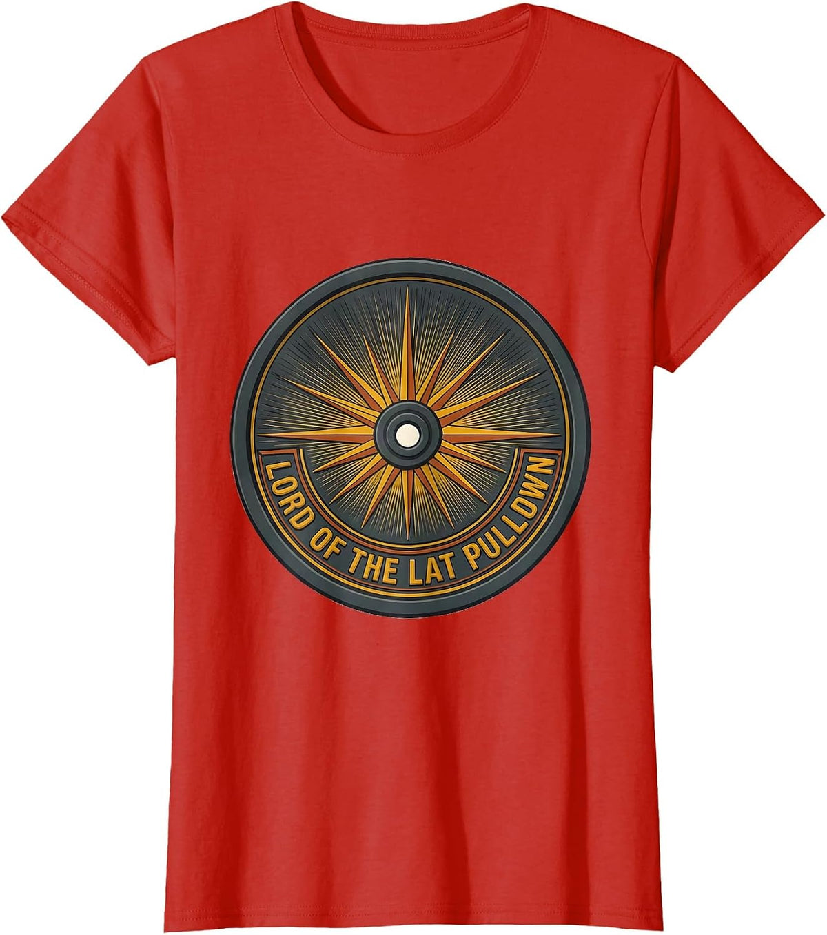 Women's Lord of the Lat Pulldown Funny Medieval Gym Lifting Meme T-Shirt - Red