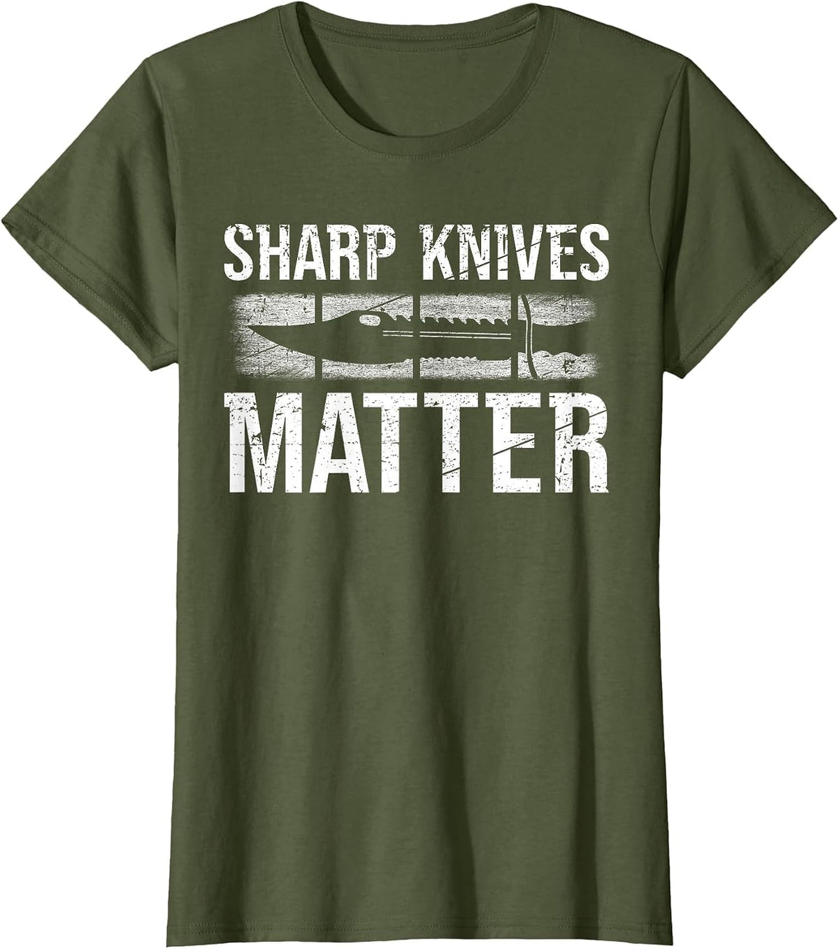Sharp Knives Matter Outdoor Bushcraft T-Shirt - Olive Green
