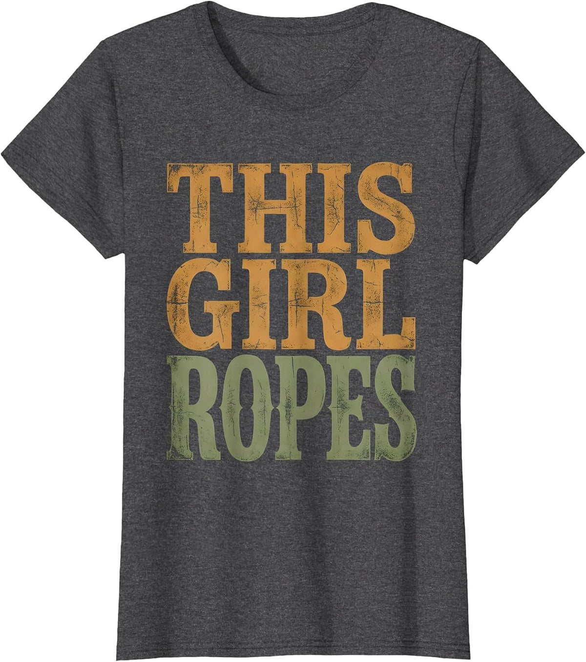 Women's This Girl Ropes Cowgirl Rodeo Design T-Shirt - Dark Heather Grey