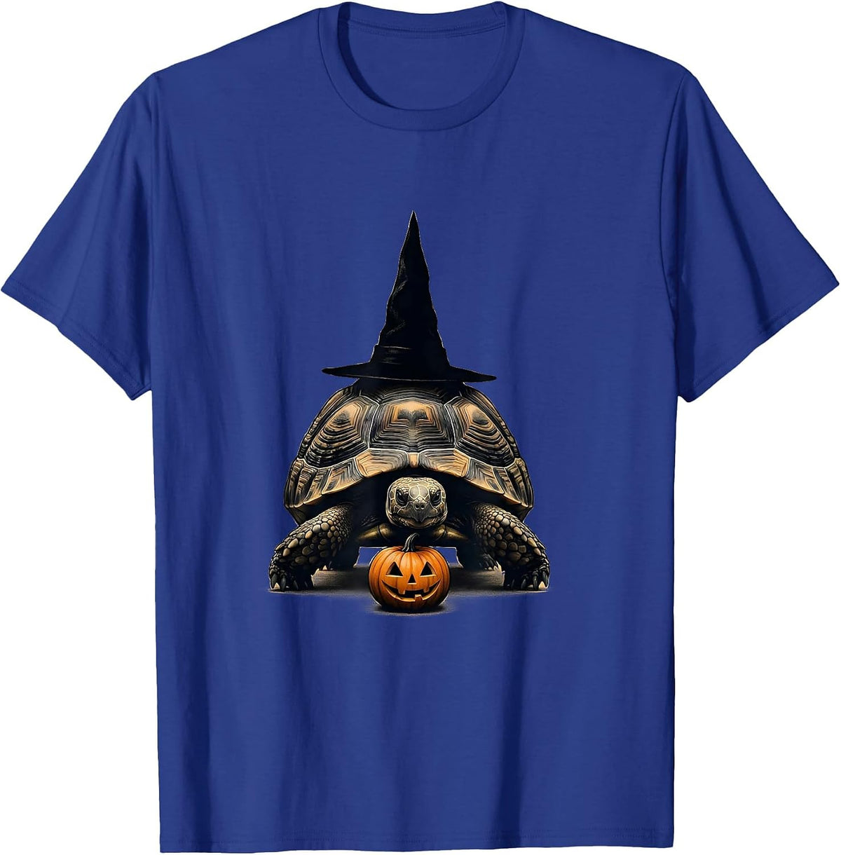 Turtle Witch Hat Pumpkin Halloween Costume Animal Lover T-Shirt - Royal Blue