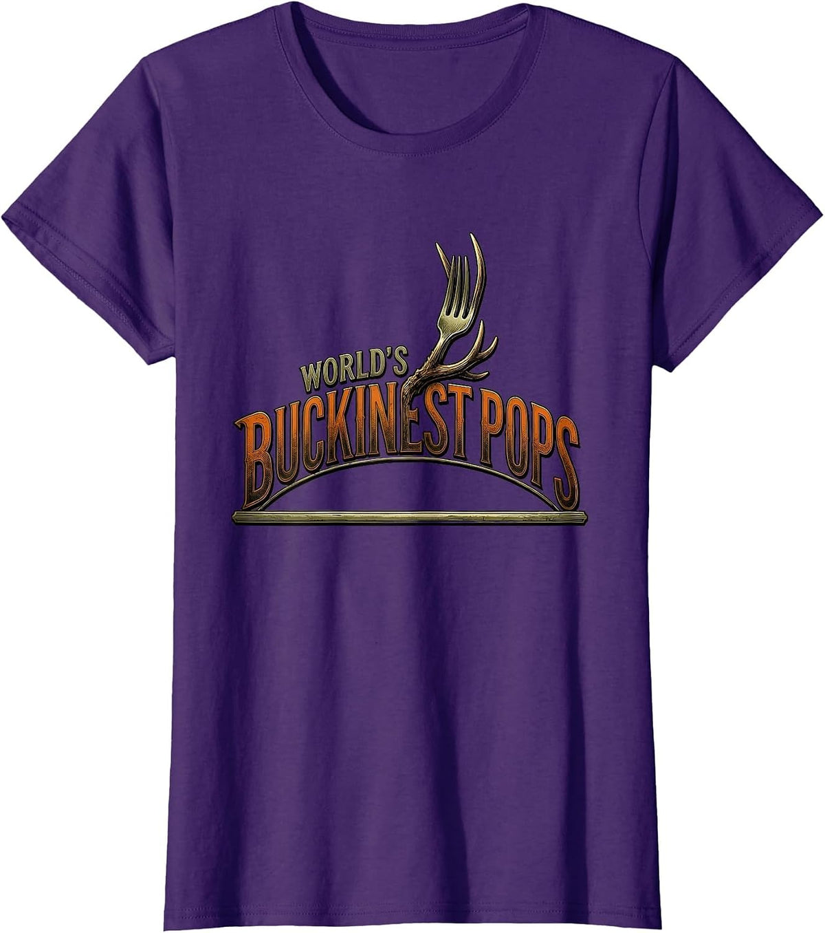 Women's World's Buckinest Pops Funny Deer Hunting Dad Joke Gift T-Shirt - Purple