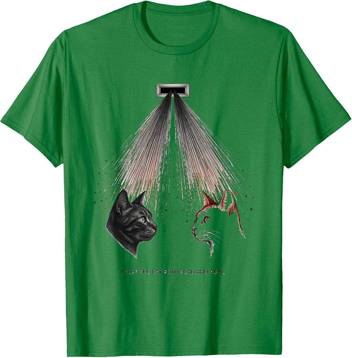Men's I Keep The Cat Both Dead And Alive Funny Quantum Physics T-Shirt - Kelly Green