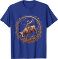 Cowgirl Bull Riding Rodeo Arena Graphic T-Shirt - Royal Blue