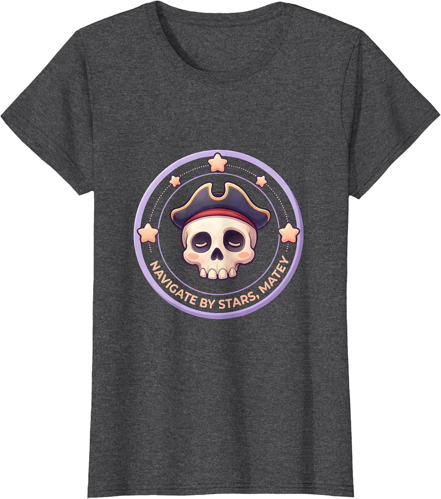 Women's Halloween Pirate Constellation Navigate by Stars T-Shirt - Dark Heather Grey