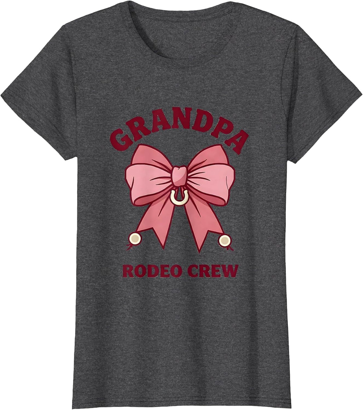 Women's Grandpa, Rodeo Crew Coquette CowGirl Birthday Party Family T-Shirt - Dark Heather Grey