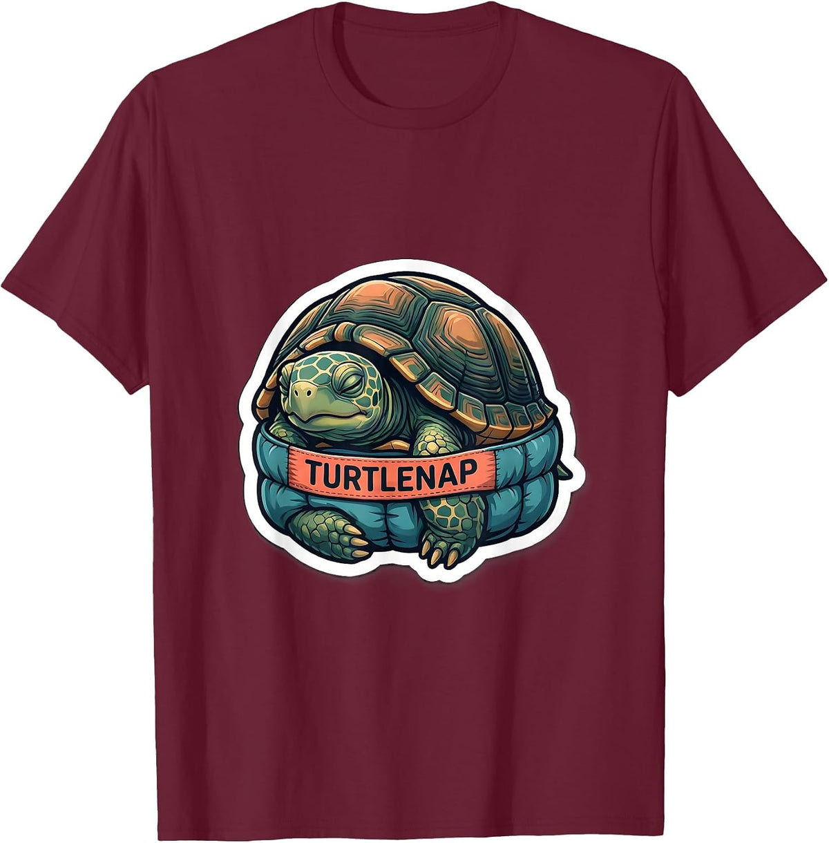 Turtlenap Official Sleepshirt Sleeping Turtle Pajama Animal T-Shirt - Burgundy
