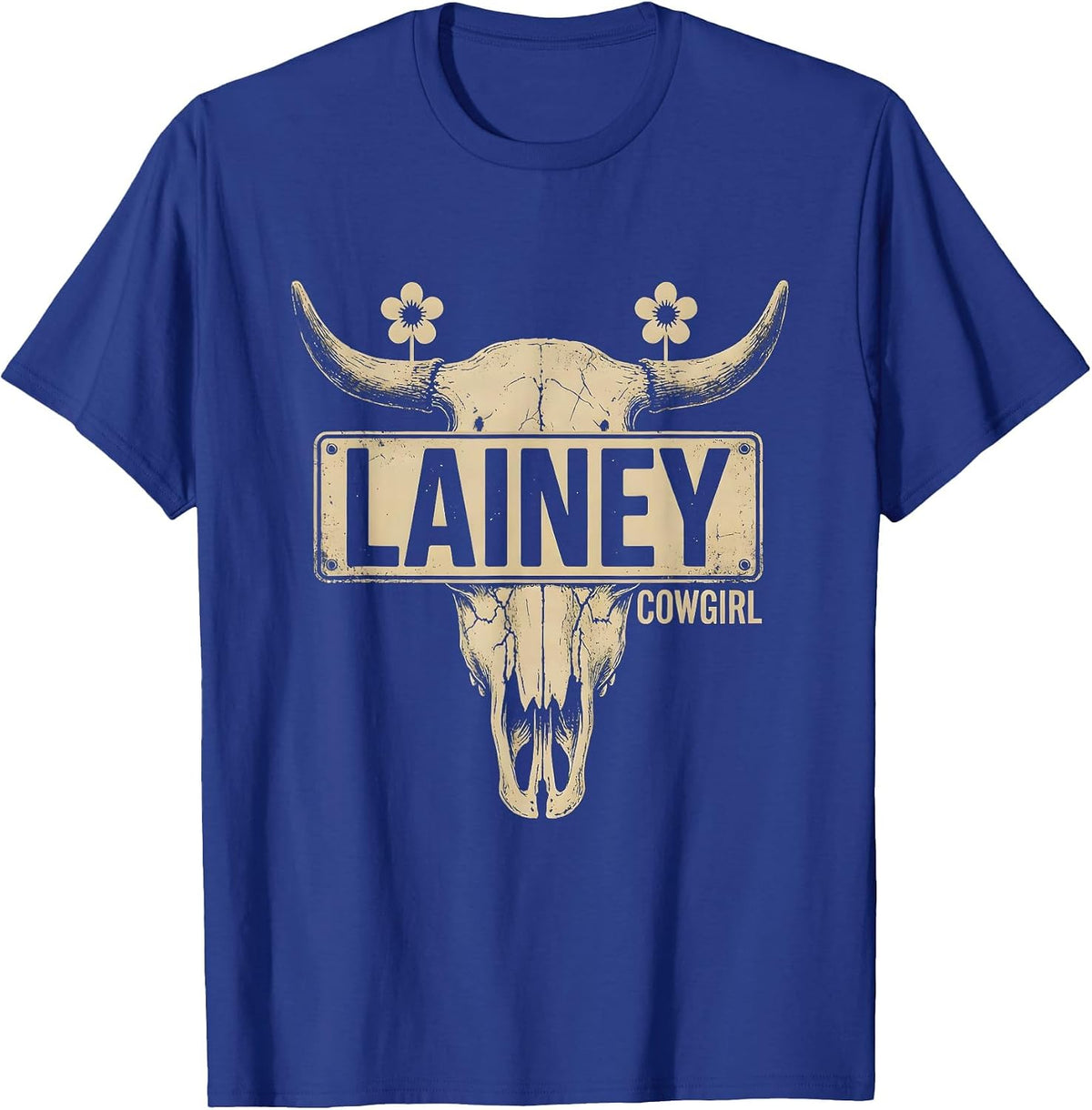 Lainey Cowgirl Boho Western Name Personalized Gift for Girls T-Shirt - Royal Blue