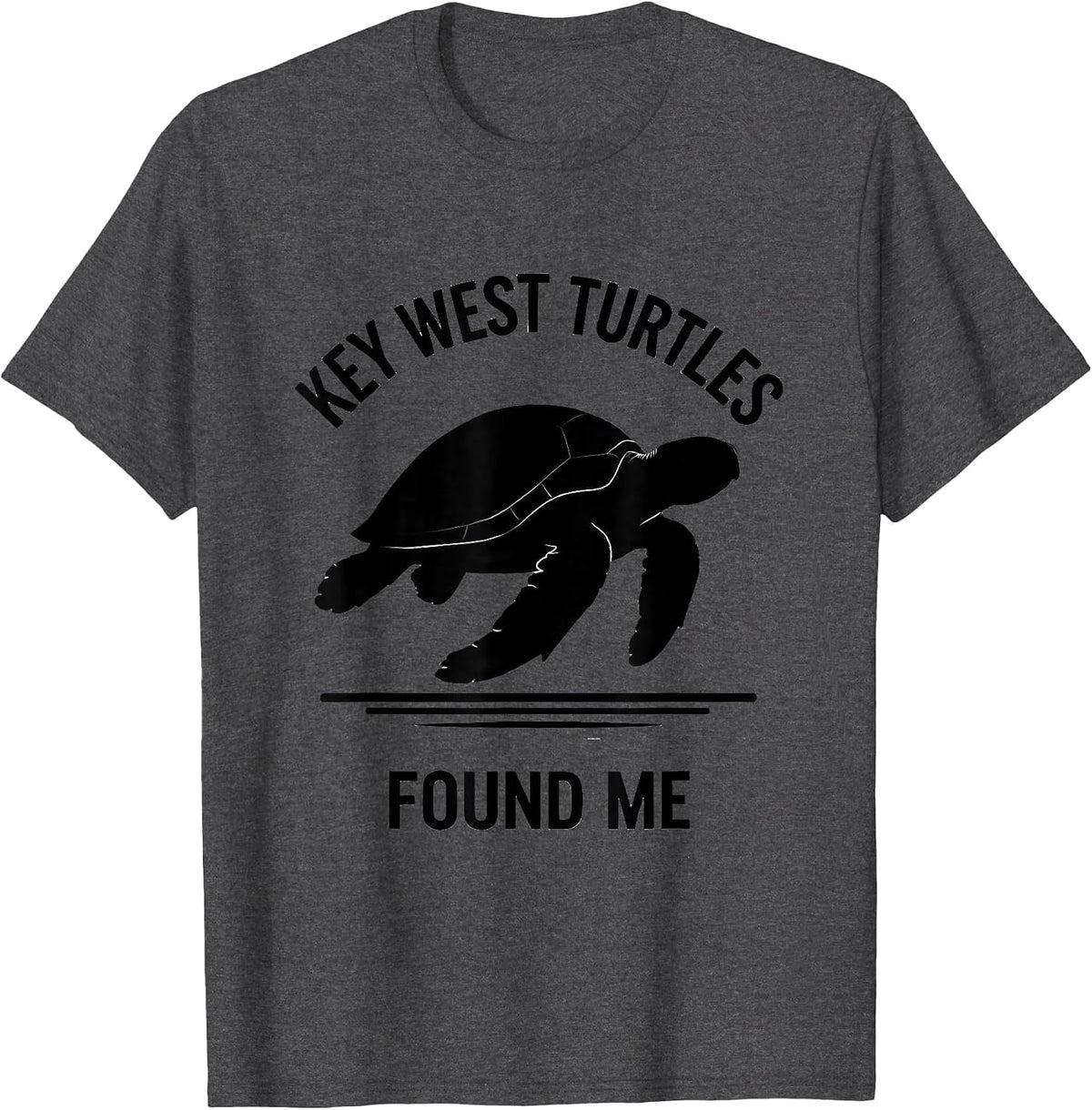 Men's Key West Turtles Found Me Silhouette Sea Turtle Lover Beach T-Shirt - Dark Heather Grey