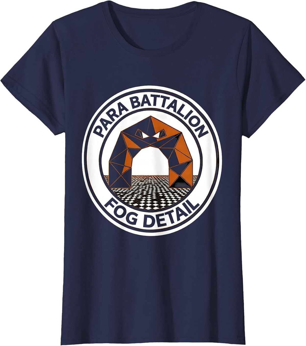 Women's Para Battalion Fog Detail Geometric Paraeducator Halloween T-Shirt - Navy Blue