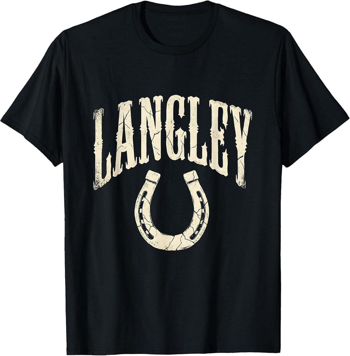 Men's LANGLEY Boho Western Mono Surname Gift T-Shirt - Black