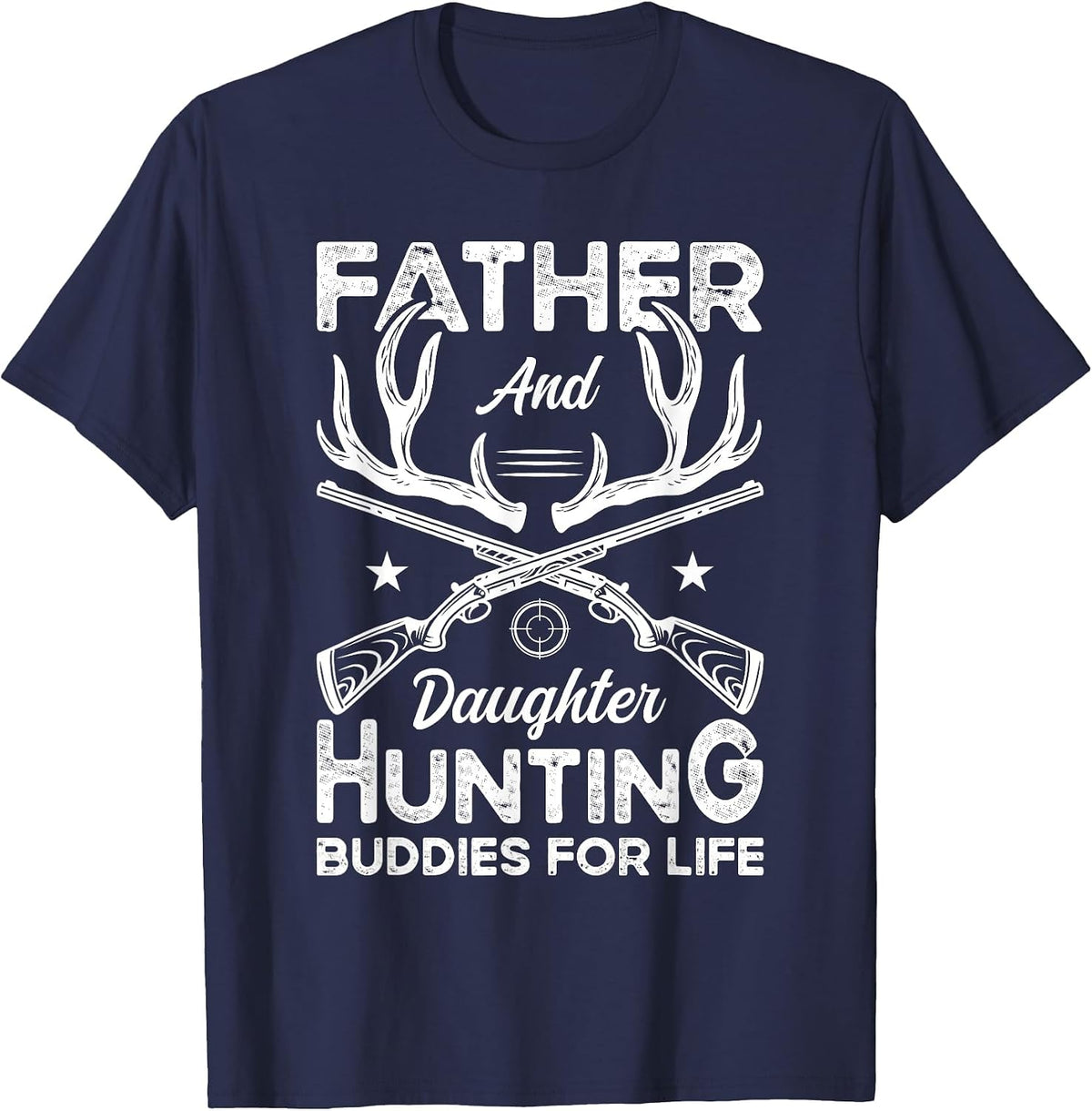 Father and Daughter Hunting Partners for Life Deer Hunting T-Shirt - Navy Blue